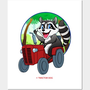 Tractor Critters Raccoon Posters and Art